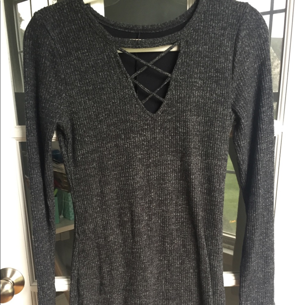 Hollister Dark Gray Ribbed Bodycon Dress